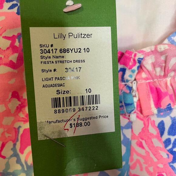 Lilly Pulitzer Fiesta Stretch Dress Aquadesiac Light Paschia Pink Size 10 New - Picture 3 of 6